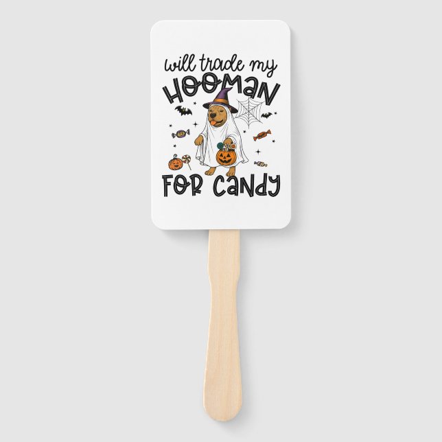 Pitpull Dog Halloween Ghost Spooky Fächer (Vorderseite)