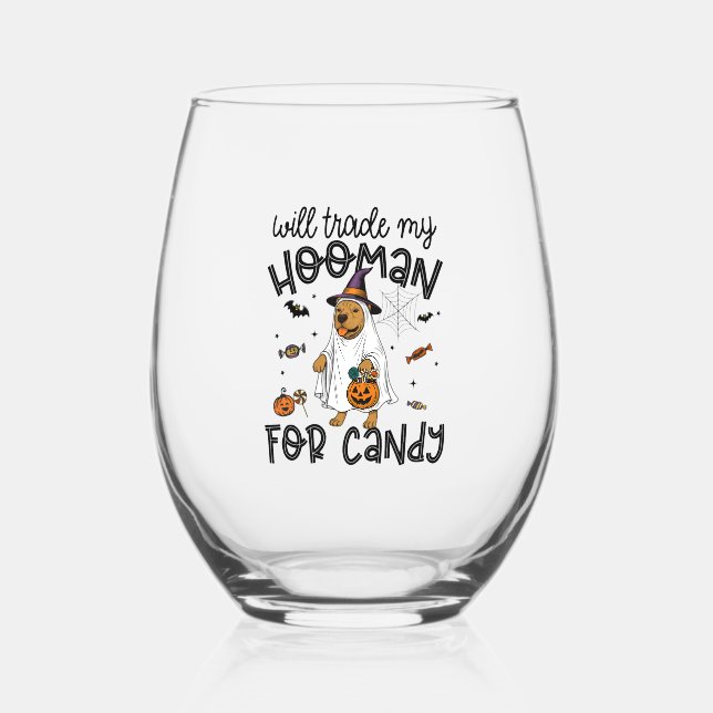 Pitpull Dog Halloween Ghost Spooky Weinglas Ohne Stiel (Vorderseite)