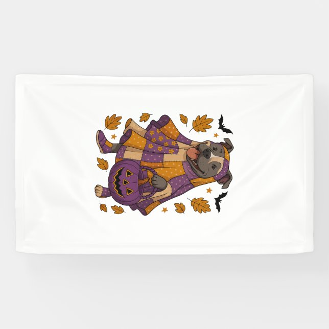 Pitpull-Hund-Geist Halloween Banner (Horizontal)