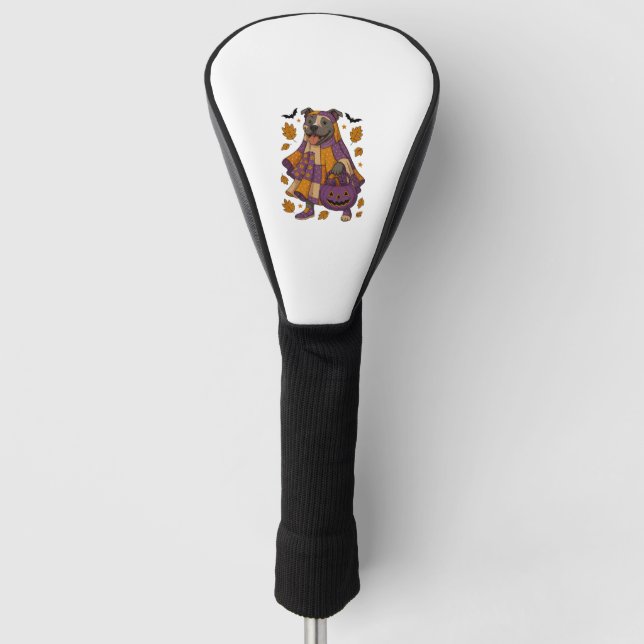 Pitpull-Hund-Geist Halloween Golf Headcover (Vorderseite)