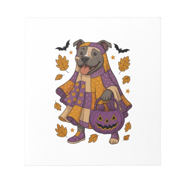 Pitpull-Hund-Geist Halloween Notizblock (Vorderseite)
