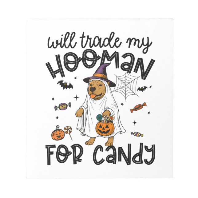 Pitpull-Hund Halloween Geist Gruselig Notizblock (Vorderseite)