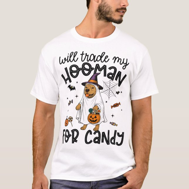 Pitpull-Hund Halloween Geist Gruselig T-Shirt (Vorderseite)