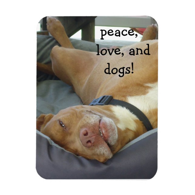 Pittbull Dog - Frieden, Liebe und Hunde Magnet (Vertikal)