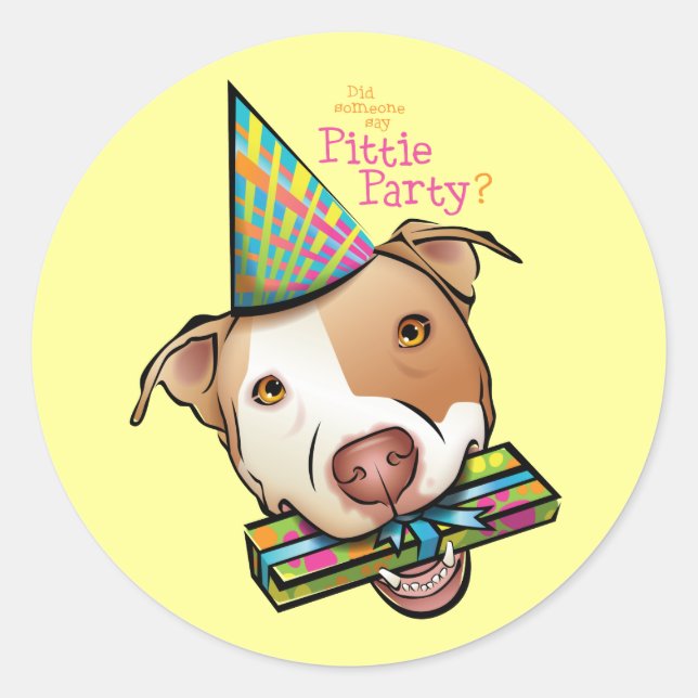 Pittie Party Runder Aufkleber (Vorderseite)