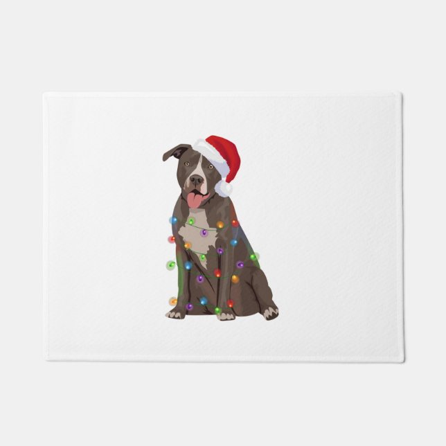 Pittie Pitbuli Weihnachtslicht Weihnachten Weihnac Fußmatte (Vorderseite)