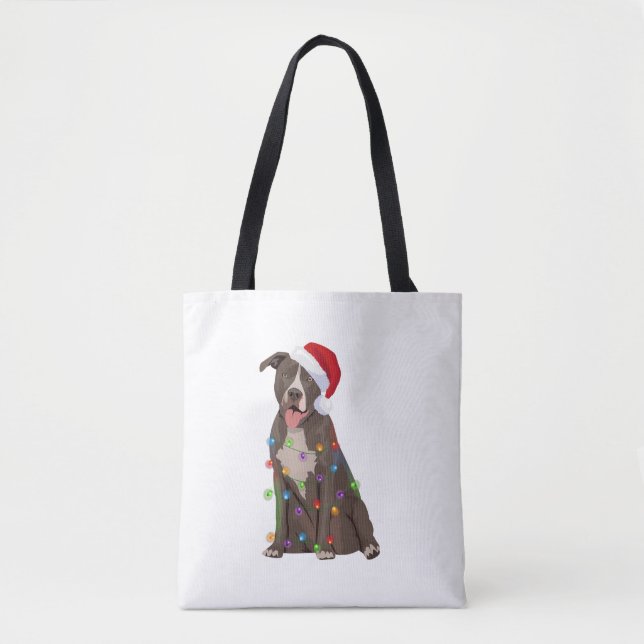 Pittie Pitbuli Weihnachtslicht Weihnachten Weihnac Tasche (Vorderseite)