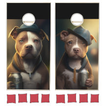 Pitties Playing Cornhole