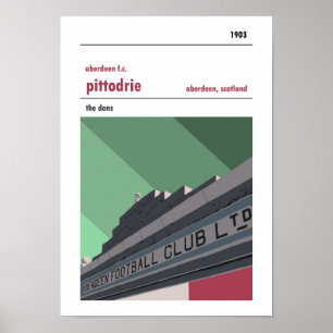 Pittodrie, Aberdeen. Vintager Blick Merkland Druck Poster