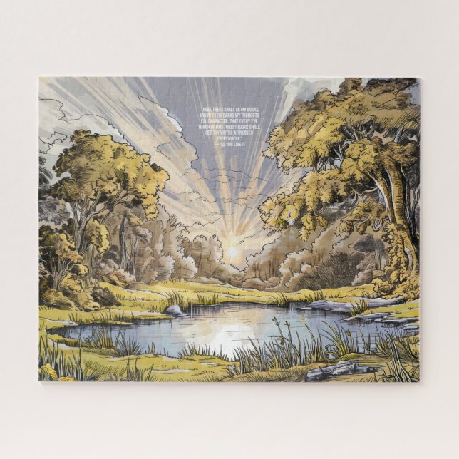 Pittoresque Forest Haven - Élégant Puzzle poétique (Horizontal)