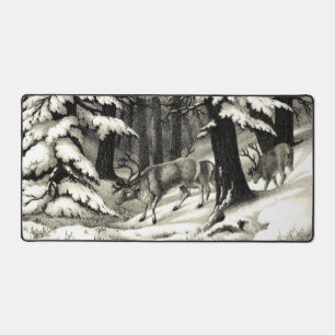 Pittoresque Winter Woods Snowy Evergreens Faune