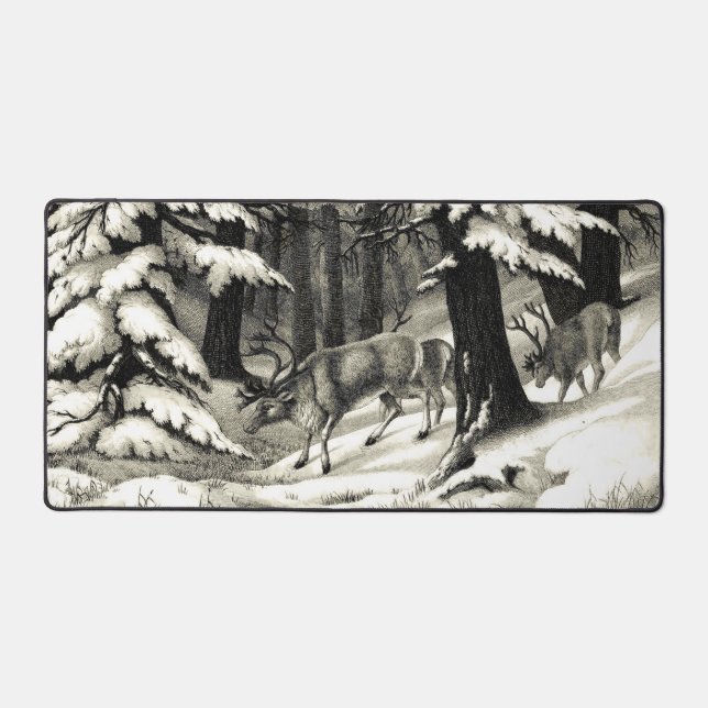 Pittoresque Winter Woods Snowy Evergreens Faune (Recto)