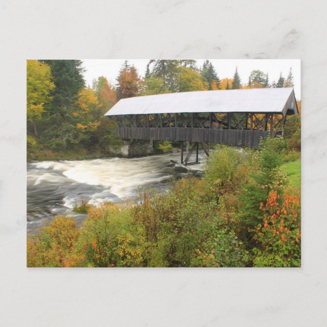 Pittsburg NH Covered Bridge Connecticut River Postkarte (Vorderseite)