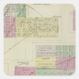 Pittsburg, Walnuss, Beulah und Lichfield, Kansas Quadratischer Aufkleber