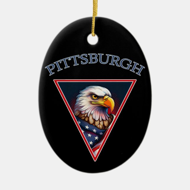 Pittsburgh American Bald Eagle Keramik Ornament (Vorne)