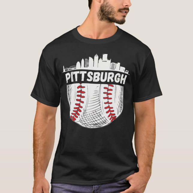 Pittsburgh Baseball Skyline Pittsburgh Baseball T-Shirt (Vorderseite)