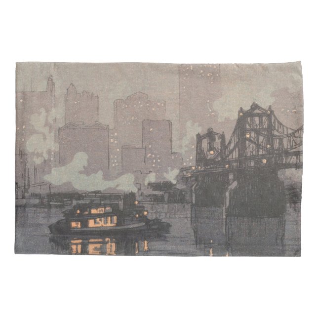 Pittsburgh bei Nacht Hiroshi Yoshida Kissenbezug (Rückseite)