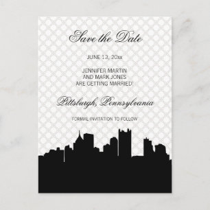 Pittsburgh Black and White Lace Save the Date Ankündigungspostkarte