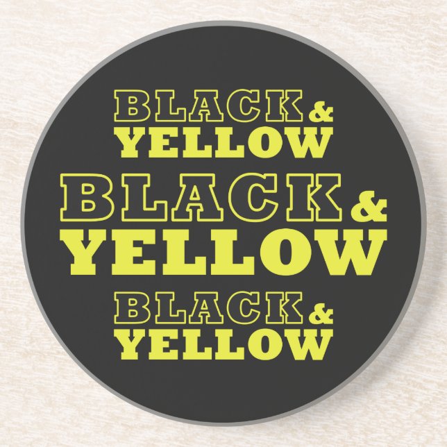 Pittsburgh Black & Yellow Football Sandstein Untersetzer (Vorne)