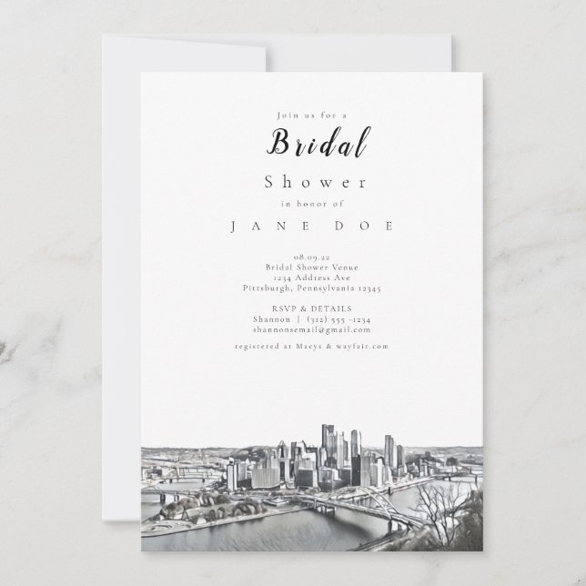 Pittsburgh Bridal Dusche Einladung (Vorderseite)