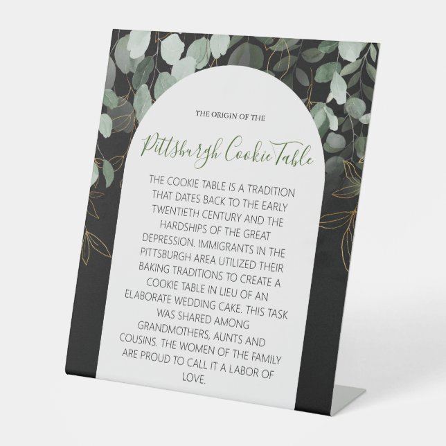 PITTSBURGH COOKIE TABLE SIGN WEDING SOCKELSCHILD (Vorderseite)