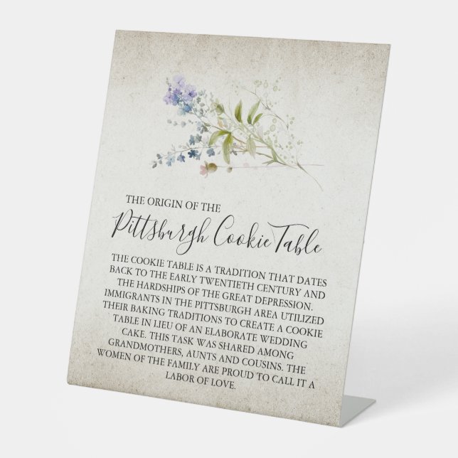 PITTSBURGH COOKIE TABLE SIGN WEDING SOCKELSCHILD (Vorderseite)