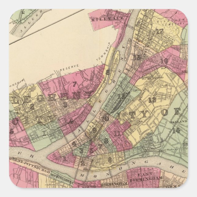 Pittsburgh, Deutschland Quadratischer Aufkleber (Vorderseite)