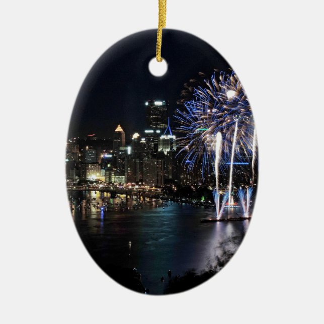 Pittsburgh-Feuerwerke Keramik Ornament (Vorne)