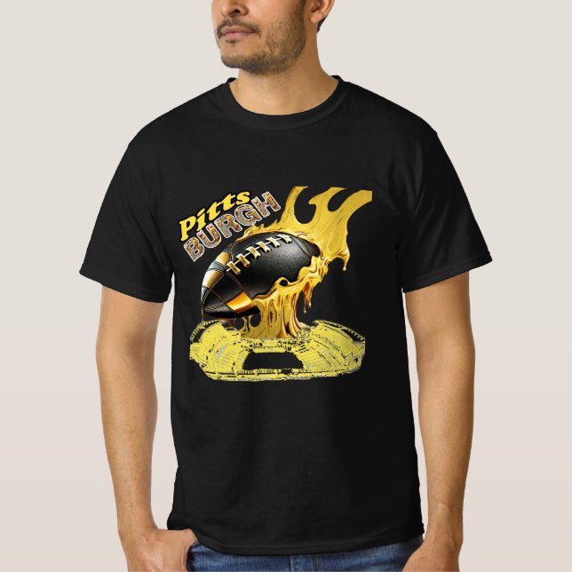 Pittsburgh - Fußball aus geschmolzenem Stahl T-Shirt (Vorderseite)
