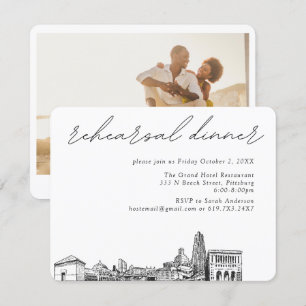 Pittsburgh Hochzeit Elegantes Probe Dinner Begleitkarte