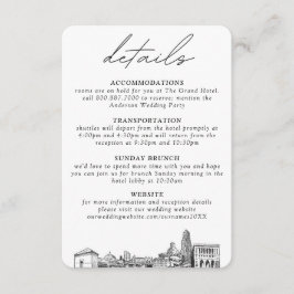 Pittsburgh Hochzeit kleine vertikale Details Begleitkarte