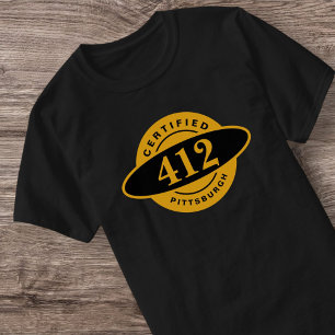 Pittsburgh Home 412 T-shirt Yinzer en or noir