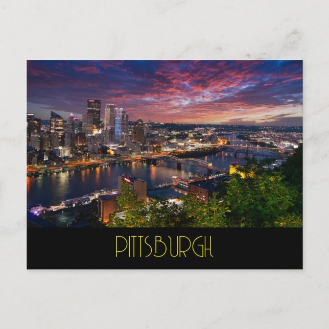 Pittsburgh in der Nacht Postkarte (Vorderseite)