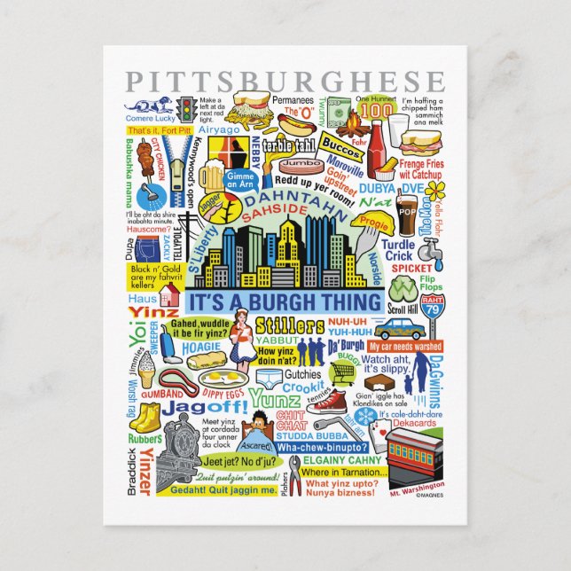 Pittsburgh Language Fun Pittsburghese Artwork Postkarte (Vorderseite)