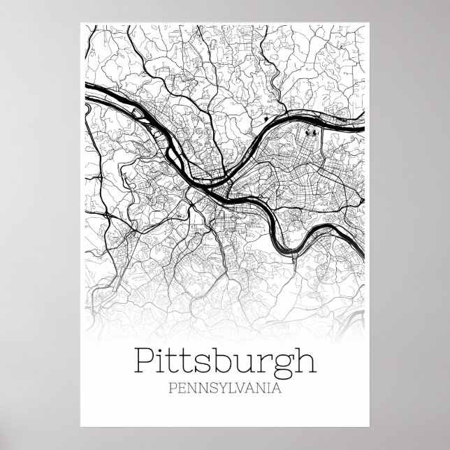 Pittsburgh Map - Pennsylvania - City Map Poster (Vorne)