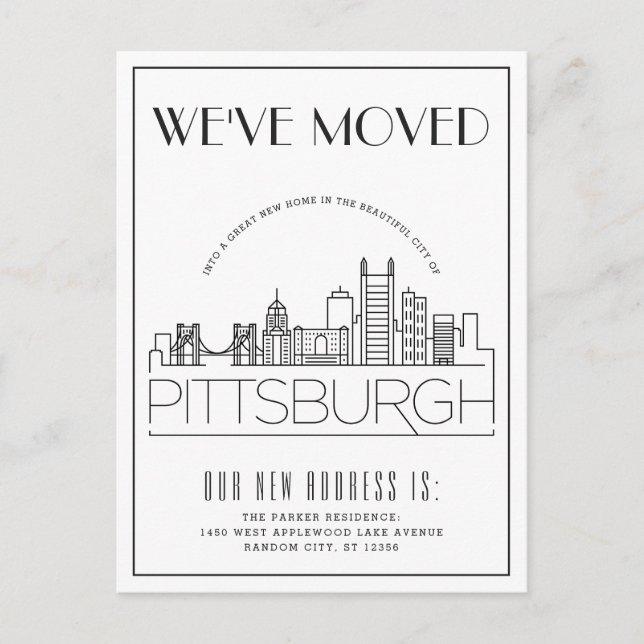 Pittsburgh Moderner Deko | Änderung der Anschrift  Ankündigungspostkarte (Vorderseite)
