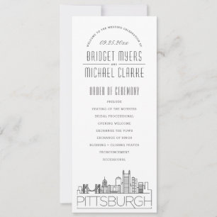 Pittsburgh Modernes Hochzeitsprogramm für Deko Einladung