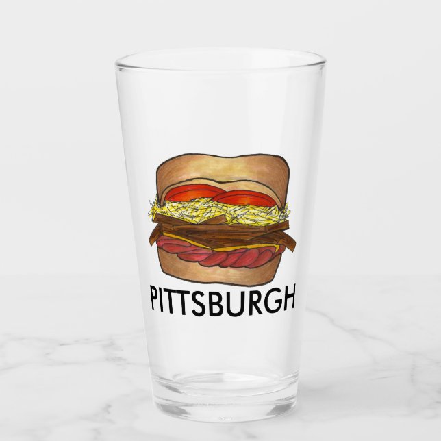 Pittsburgh PA Pennsylvania Coleslaw Fries Sandwich Glas (Vorderseite)