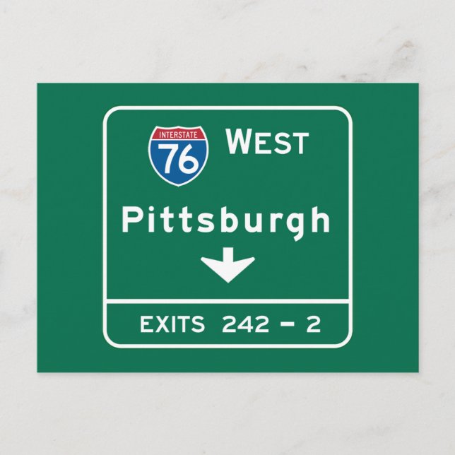 Pittsburgh, PA Road Sign Postkarte (Vorderseite)