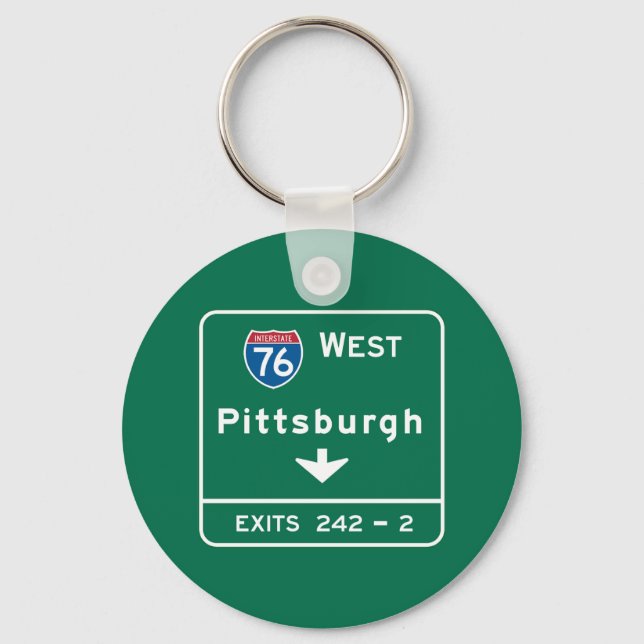 Pittsburgh, PA Road Sign Schlüsselanhänger (Vorderseite)