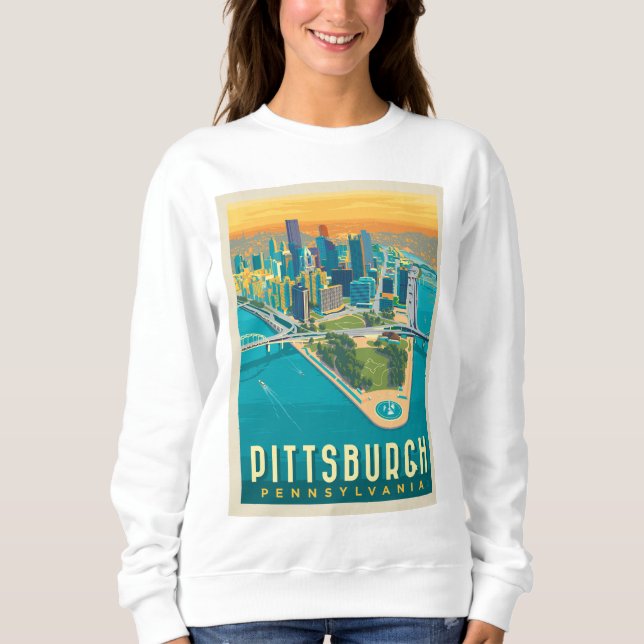 Pittsburgh, PA | Vogelperspektive Sweatshirt (Vorderseite)