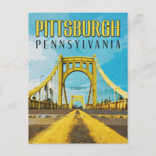 Pittsburgh, PA Yellow Bridge Vintage Postkarte