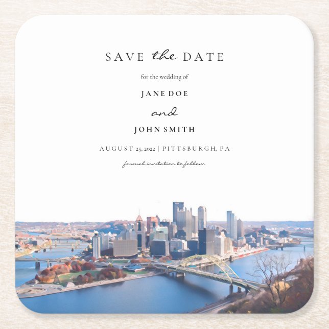 Pittsburgh Paper Untersetzer Save the Date (Vorderseite)