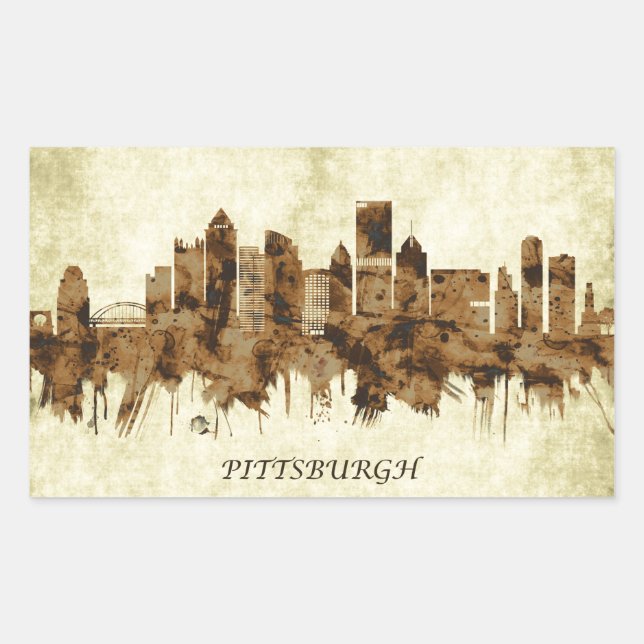 Pittsburgh Pennsylvania Cityscape Rechteckiger Aufkleber (Vorderseite)