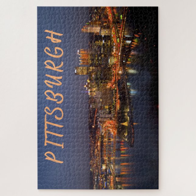 Pittsburgh, Pennsylvania Downtown Night Time River (Vertikal)