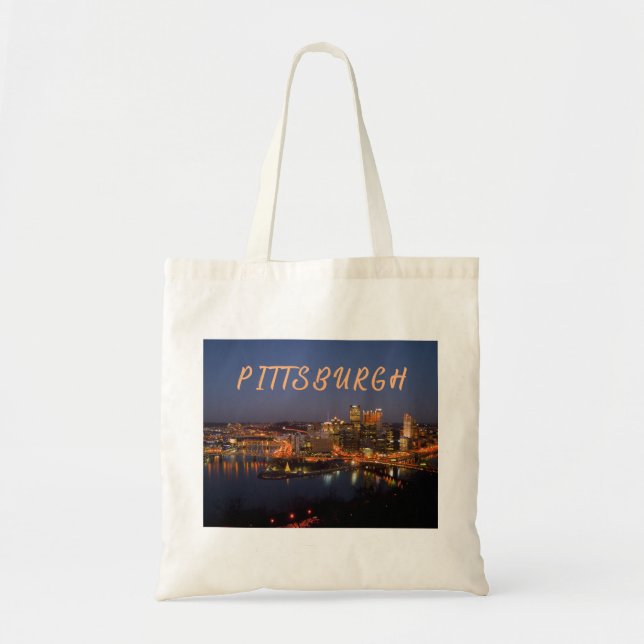 Pittsburgh, Pennsylvania Downtown Night Time River Tragetasche (Vorne)