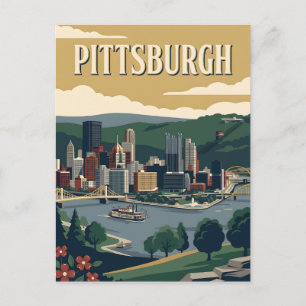 Pittsburgh Pennsylvania Flussufer Vintage Poster Postkarte