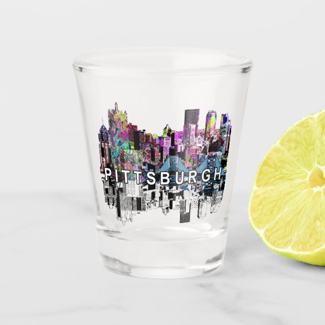 Pittsburgh, Pennsylvania in Graffiti Shot Glass Schnapsglas (Vorderseite)