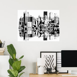 Pittsburgh, Pennsylvania in Schwarzweiß Poster