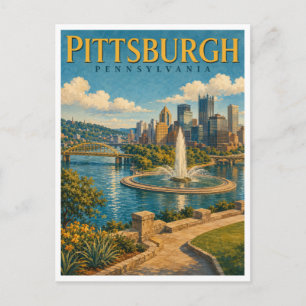 Pittsburgh Pennsylvania Point Fountain GeoSaga Postkarte